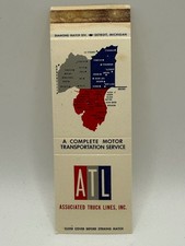 Vintage ATL Associated Truck Lines Matchbook Detroit Michigan Map Ad picture
