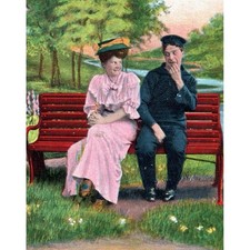 Antique 1907 Comic Postcard Danforth Co Naughty Man Couple on Bench Humor picture