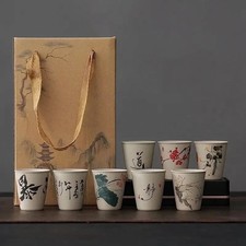 Handmade Stoneware Chinese Gongfu Tea Cup Set 8pc Gift Box Ceramic 45ml picture