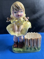 1960's Vintage Inarco E-2449 Girl Planter Yellow Bonnet/Dress picture