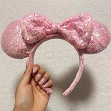 Disneyland Tokyo Aurora Light Pink Sequin Headband Minnie Ears Disneyland 2024 picture