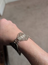 Vintage Filigree Silver  Panel Link Bracelet, Geometric Openwork  picture