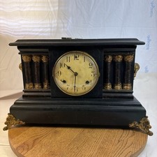 antique waterbury mantle clock 6 Columns Feet Detailed picture