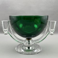 1950s Viking Glass Three Piece Flowerlite Evergreen Bowl 3 Way Planter Candle picture