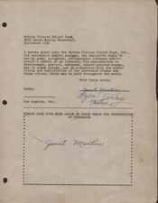 JANET MARTIN - DOCUMENT DOUBLE SIGNED CIRCA 1946 picture