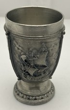 German SKS  Zinn Pewter Shot glass Embossed Nautical 2.5 Inches picture