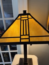 Vintage Mission Style Table Lamp Stained Glass Shaded 2-Light Art and craft picture