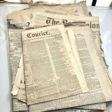 Antique Newspaper Stack Lot Of 8 Various Places USA Fragile Edges Heavy Patina picture