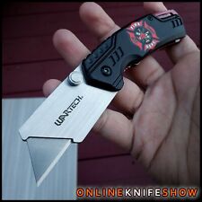 TACTICAL RED FIRE FIGHTER UTILITY KNIFE Folding Pocket Blade MILITARY Multi Tool picture