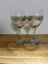 2 Pfaltzgraff Stemmed Wine Glasses “Jamberry” Goblets  picture
