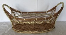 Rattan and Wicker Basket with Handles 20” Long x 11” Wide Beautiful Vintage picture