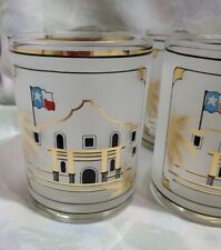 Culver Frosted Glasses Texas Flag Alamo, Rare, Vintage Set Of 6, 22k Gold Detail picture