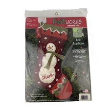 Dimensions Feltworks Craft Kit Snowman Cheer Stocking Felt Applique 2005 USA picture