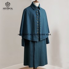 Men's Sky Blue Wool Inverness Cape Coat | Civil War Union Mounted Greatcoat picture