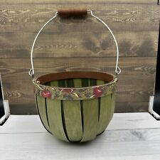 Longaberger 2013 Sage Green Apple Pot Splint Basket Rare picture