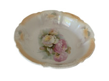 PRMK Germany Peach Pink Floral Serving Bowl 9 in diameter 2 in tall Cottagecore picture