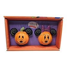 Disney Mickey & Minnie Mouse Halloween Jack O'Lantern Salt & Pepper Shakers New picture