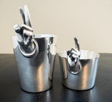 RARE FLAWLESS MCM NAPIER SILVERPLATE ONE & TWO FINGER JIGGER SET C 1948 picture