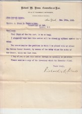 1898 Richard M Bruno German Consul General Counselors at Law Signed Letter picture