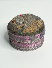 Antique Sewing Kit - Pin Cushion Lid - Lace - Mirrored Lid picture