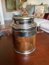 Vintage Wood And Silver Plate Humidor man cave smoking room cigar bar 6.25” picture