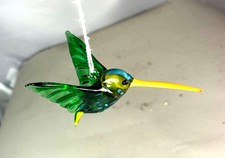 Handmade blown glass bird Hummingbird hanging figurine Green ornament art 3.3