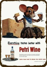 1949 COWBOY MOUSE DRINKS PETRI WINE Vintage Look *DECORATIVE REPLICA METAL SIGN* picture
