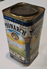 Vintage Monarch Orange Pekoe Tea Tin Reid Murdoch Chicago IL 8oz Cardboard 1930s picture