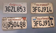 Vintage California License Plate Lot of 4 Expired, 1 New, Matching Pair, Exempt picture