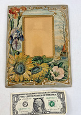 Antique Victorian Embossed Pressed Cardboard Paper Picture Photo Frame Flowers picture