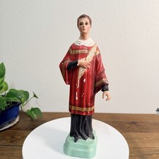 Vtg Patron St. Lawrence Religious Chalkware 13” Saint Figure picture