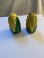 Vintage Corn Shaped Salt & Pepper Shakers Ceramic Japan 3” Tall With Corks picture