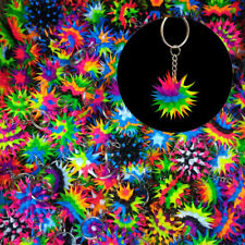 Silicone Rubber Keychain Black Light Soft Spike UV Glow In The Dark Keyring Neon picture