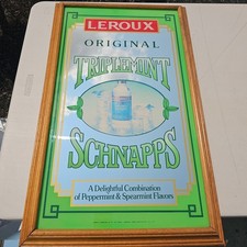 Vtg Leroux Original Triplemint Schnapps Bar Display Advertising Mirror 31x19x1.5 picture