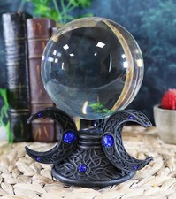 Ebros Neopagan Sacred Moon Triple Goddess Glass Gazing Ball Figurine 6.5