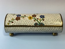 Antique Chinese Cloisonne Enamel Footed Box Floral Republic Era 6.5” picture