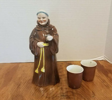 Vintage MONK Figural Bottle Liquor Wine Decanter w Cork stopper  8 1/2