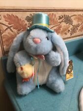 Vintage Doll Bunny Goffa Plush Blue Fluffy Easter Bunny 10” with Tags picture