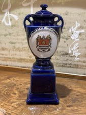 Antique Empire Works Stoke on Trent Cobalt Gold Weston Super Mare Crested Urn picture