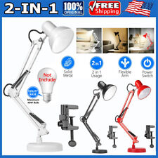 Metal Adjustable Swing Arm Desk Lamp Eye-Caring Study Desk Lamps Black w/ Clamp picture