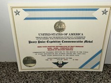 PEARY POLAR EXPEDITION COMMEMORATIVE MEDAL CERTIFICATE ~ W/PRINTING TYPE-1 picture