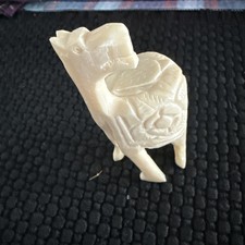 Vintage Faux Carved Resin Camel Figurine - Boho Desert Decor Miniature picture