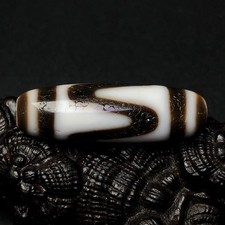 Vintage Tibetan Tiger Teeth Dzi Bead Old Agate Amulet Pendant Protection 36×11mm picture