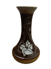 Vintage MCM Pottery Craft Lily Vase Brown Floral Ceramic Mid-Century picture