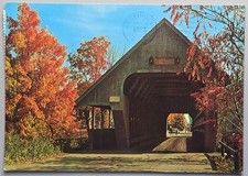 Woodstock Vermont Covered Bridge Middle Bridge 1983 Postcard White River Jction picture