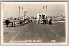 RPPC Fishing Pier, Huntington Beach CA California Real Photo Postcard picture