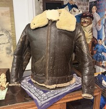 Authentic WWII B-3 Bomber U.S. Airforce Vintage Shearling Leather jacket 1940s picture