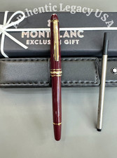 MONTBLANC Meisterstück Burgundy Gold Trim Rollerball Pen w/ Refill & Pouch picture