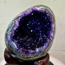 8.7LB  natural rare amethyst Dinosaur egg Quartz Crystal specimen healing+stand picture