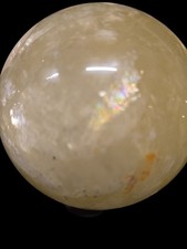 Large 4.7 lbs. Golden Healer Quartz Sphere Rainbow Flash Yellow Hematoid Crystal picture